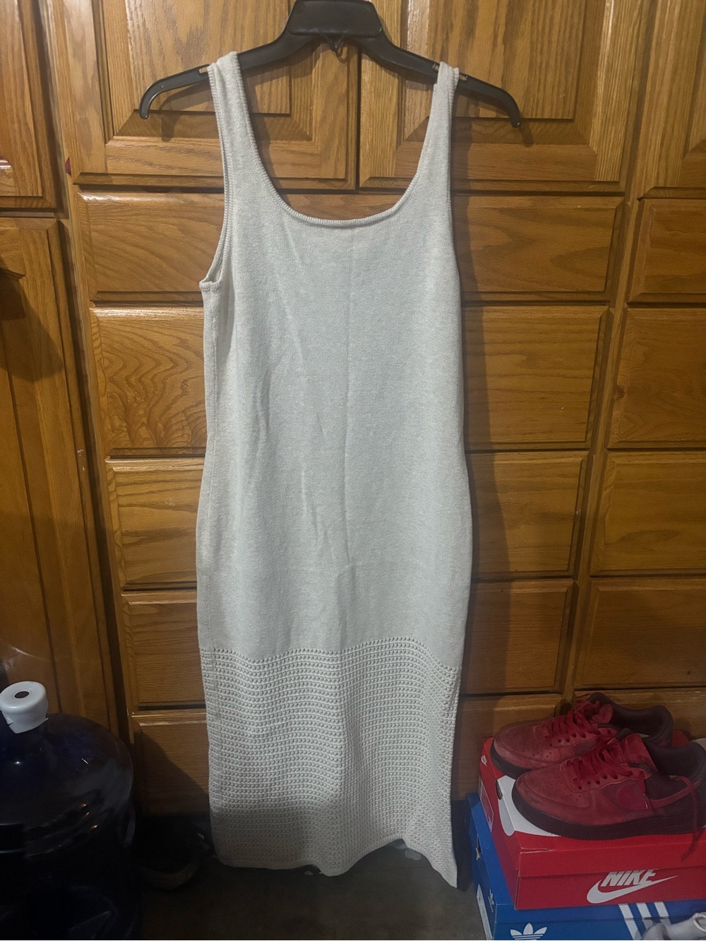 Universal Thread Sleeveless Knit Midi Dress in Light Gray